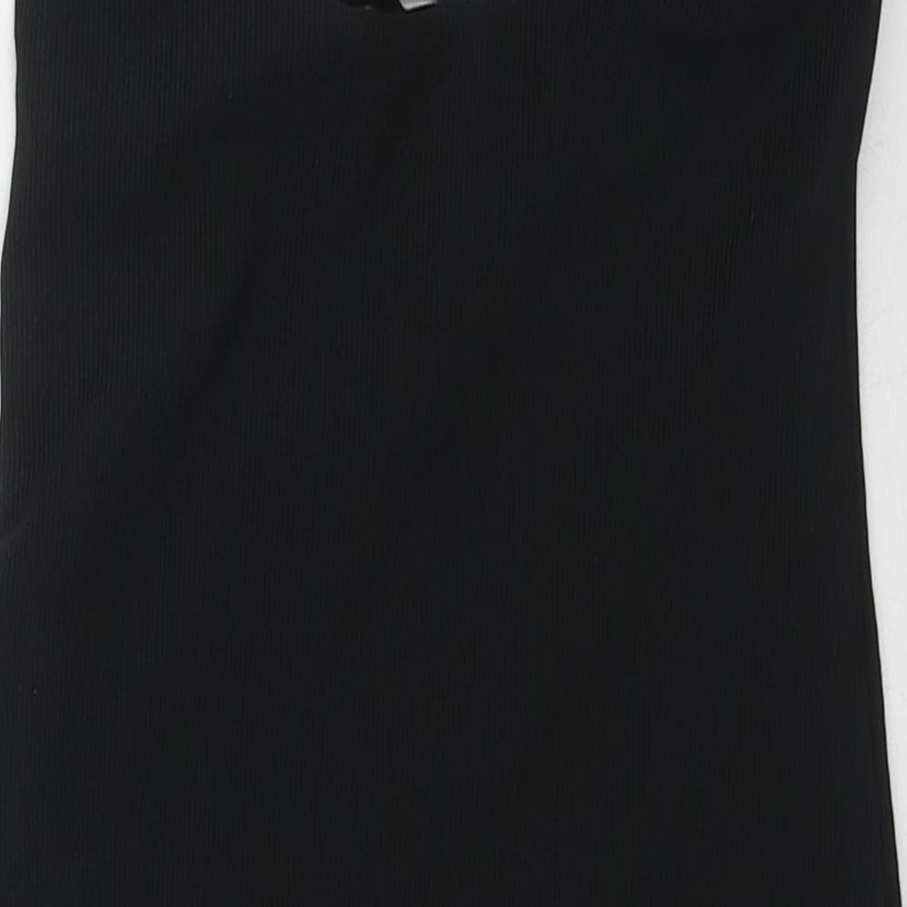Bershka Womens Black Polyester Bodycon Size S V-Neck Pullover