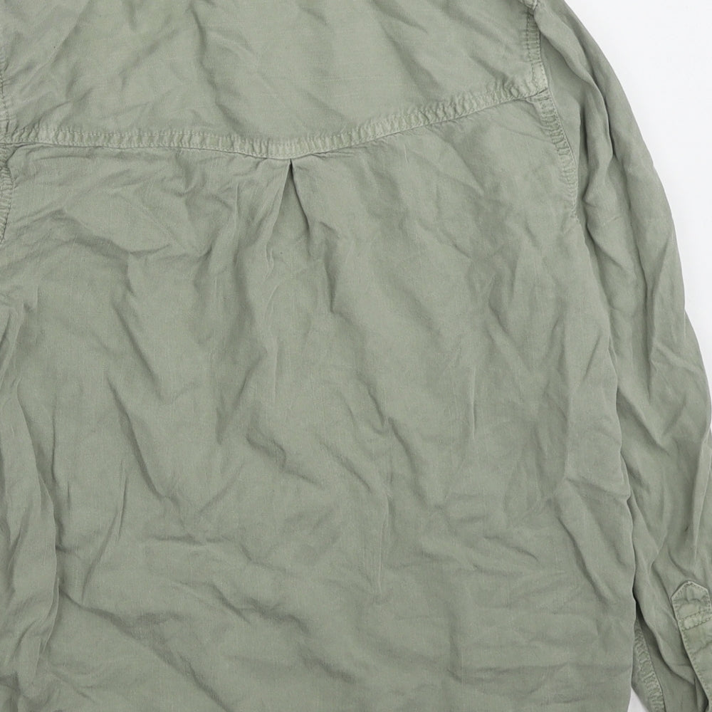 Marks & Spencer Womens Green Lyocell Basic Button-Up Size 8 Collared