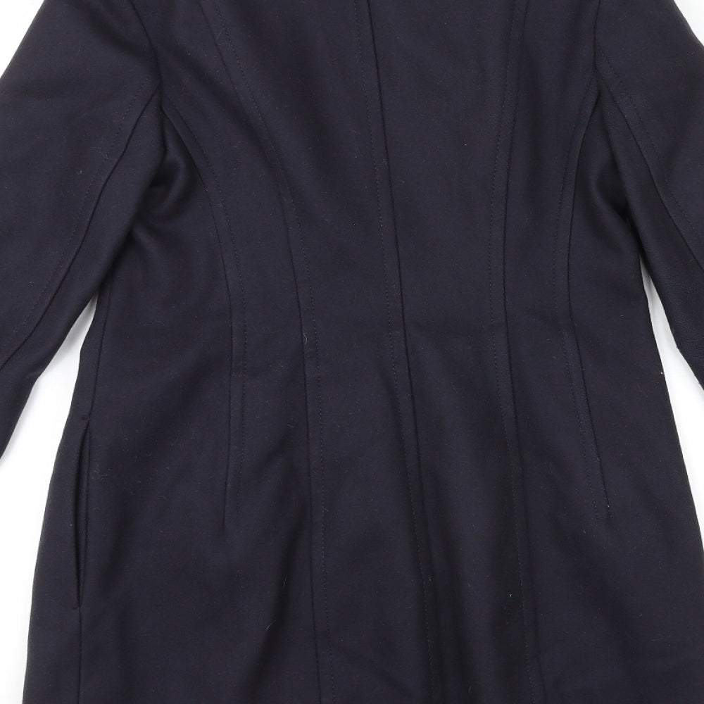 French Connection Womens Blue Overcoat Coat Size 8 Zip