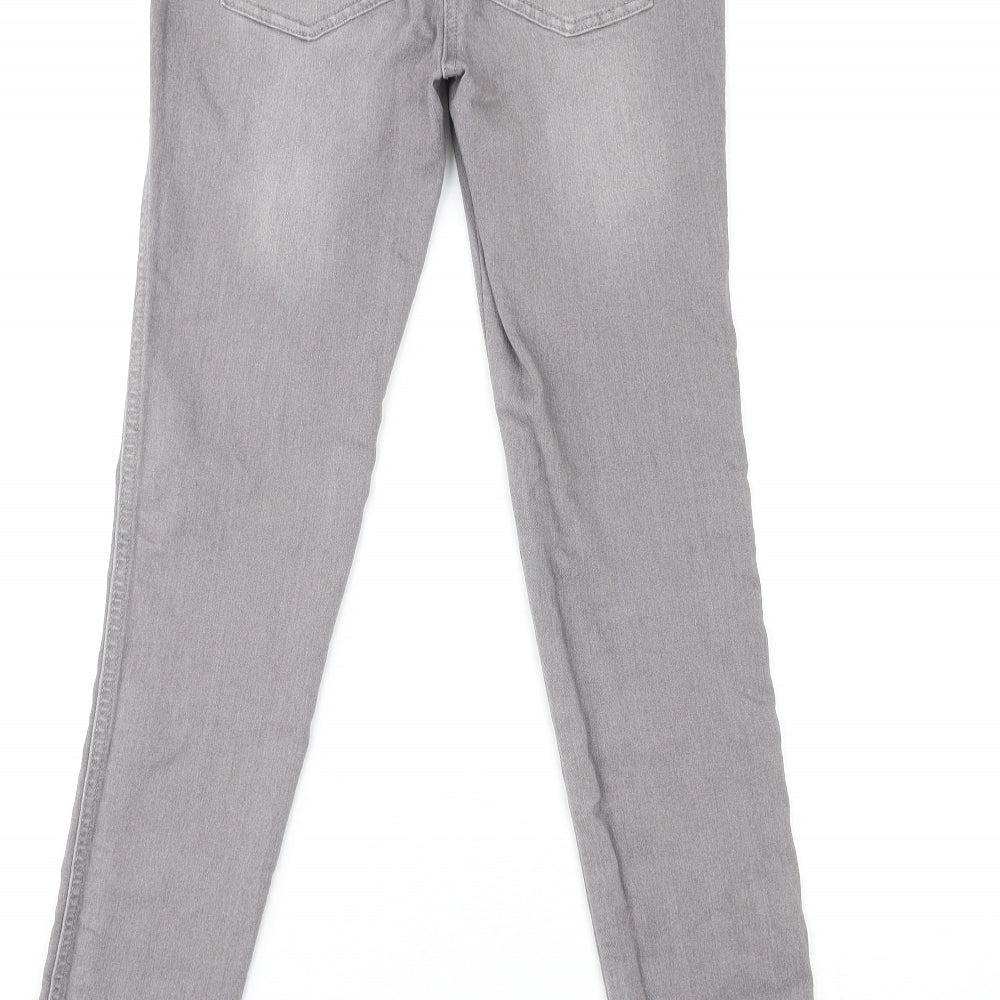 Next Womens Grey Cotton Skinny Jeans Size 8 L30 in Regular Zip