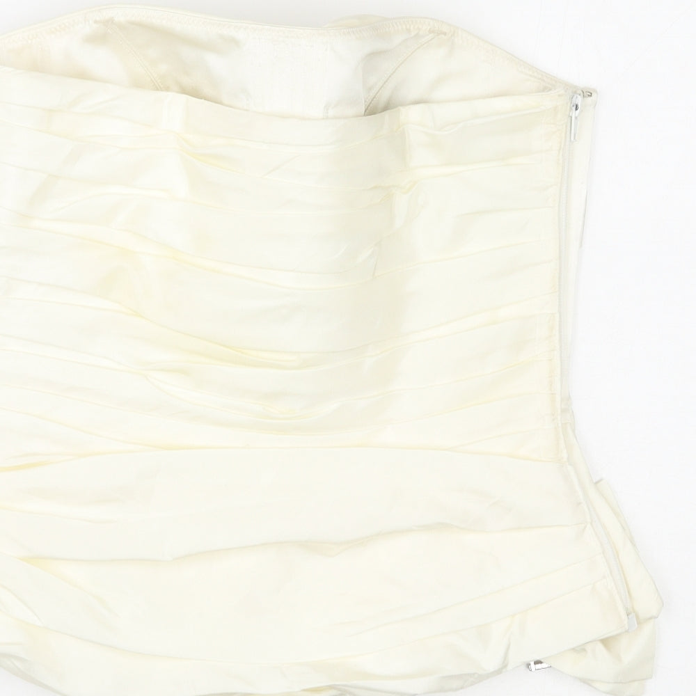 Justin Alexander Womens Ivory Polyester Basic Tank Size 12 Off the Shoulder