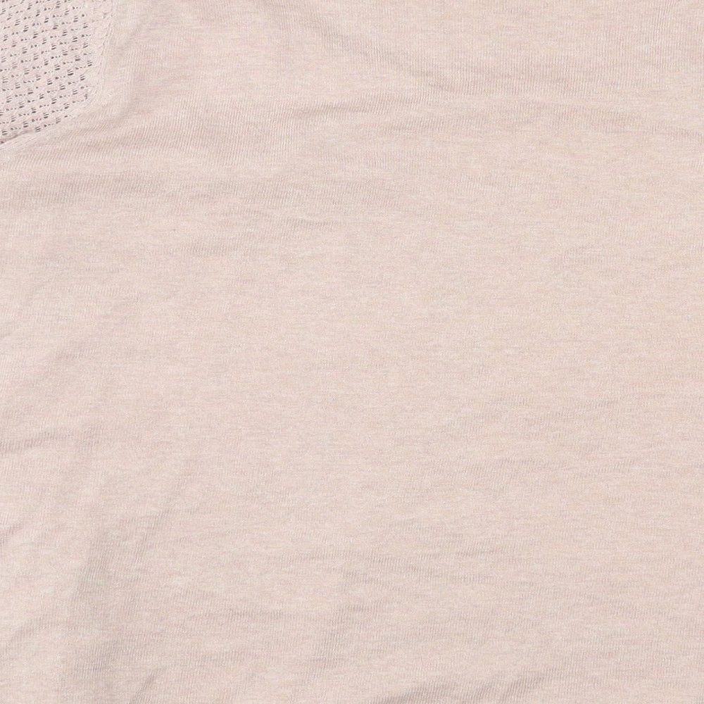 RJR.John Rocha Womens Beige Scoop Neck Cotton Pullover Jumper Size 18 Pullover - Open Knit Sleeves Floral Print
