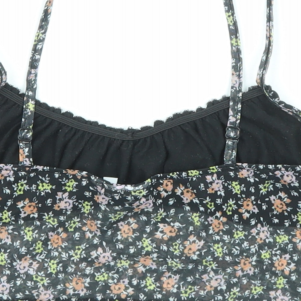ASOS Womens Multicoloured Floral Polyester Cropped Tank Size 8 V-Neck