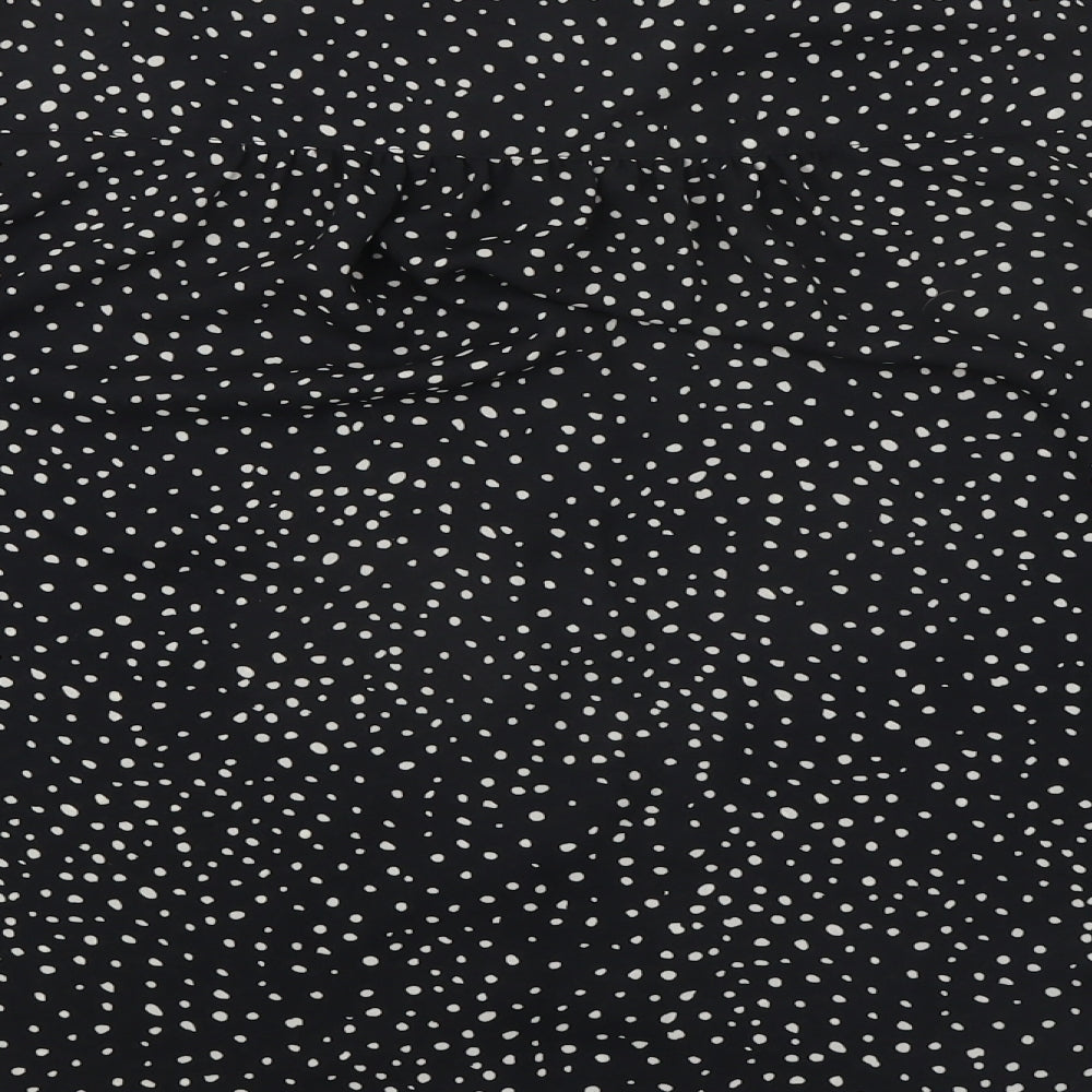 H&M Womens Black Geometric Polyester Basic Button-Up Size S Collared