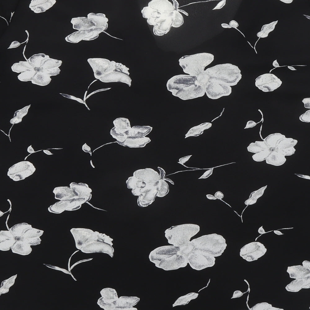 Bella Moda Womens Black Floral Polyester Basic Blouse Size 18 V-Neck