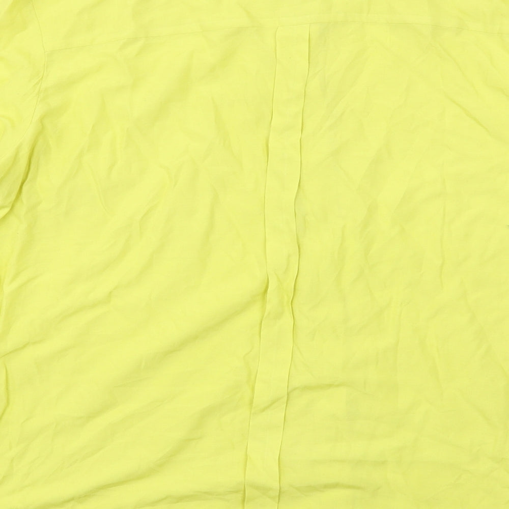 NEXT Womens Yellow Polyester Basic Button-Up Size 14 Round Neck