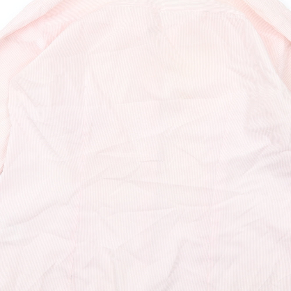 H&M Womens Pink Striped Polyester Basic Button-Up Size 10 Collared