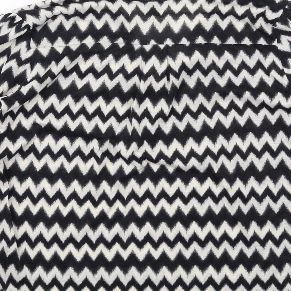 H&M Womens Black Geometric Polyester Basic Blouse Size XS V-Neck