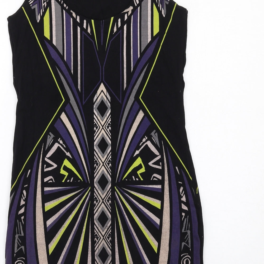 River Island Womens Multicoloured Geometric Cotton Shift Size 12 Round Neck Pullover