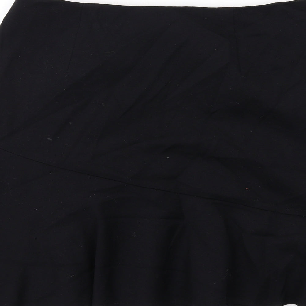 Marks & Spencer Womens Black Viscose Swing Skirt Size 10 Zip