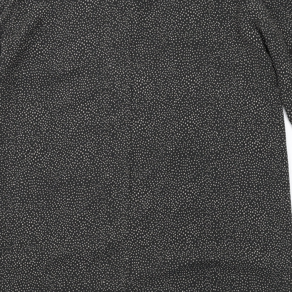 H&M Womens Grey Geometric Polyester A-Line Size 10 Round Neck Zip