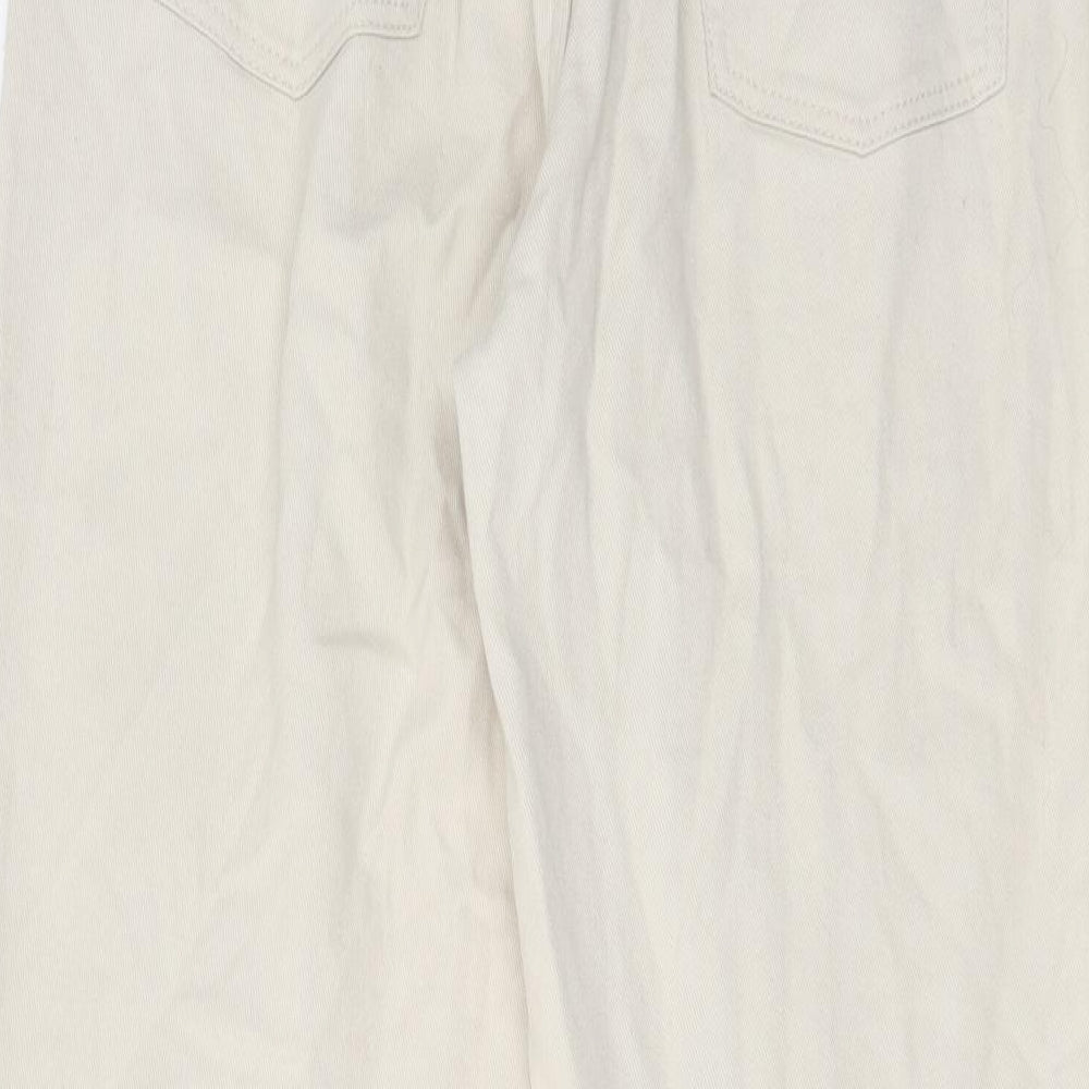 H&M Womens Ivory Cotton Mom Jeans Size 12 L28 in Regular Zip