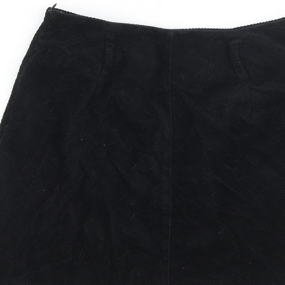 Denim & Co. Womens Black Cotton Mini Skirt Size 10 Zip