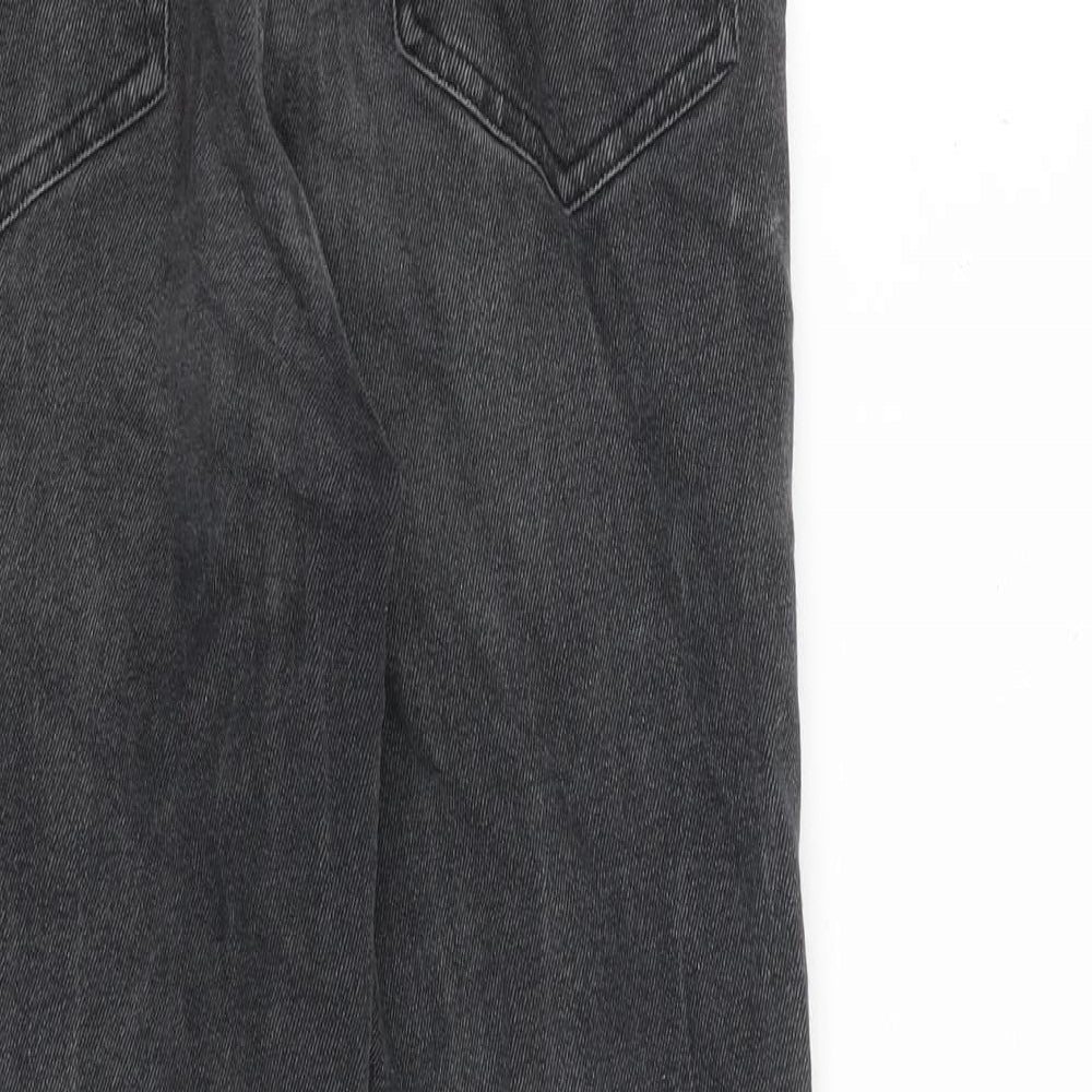 Next Womens Grey Cotton Straight Jeans Size 10 L26 in Slim Zip