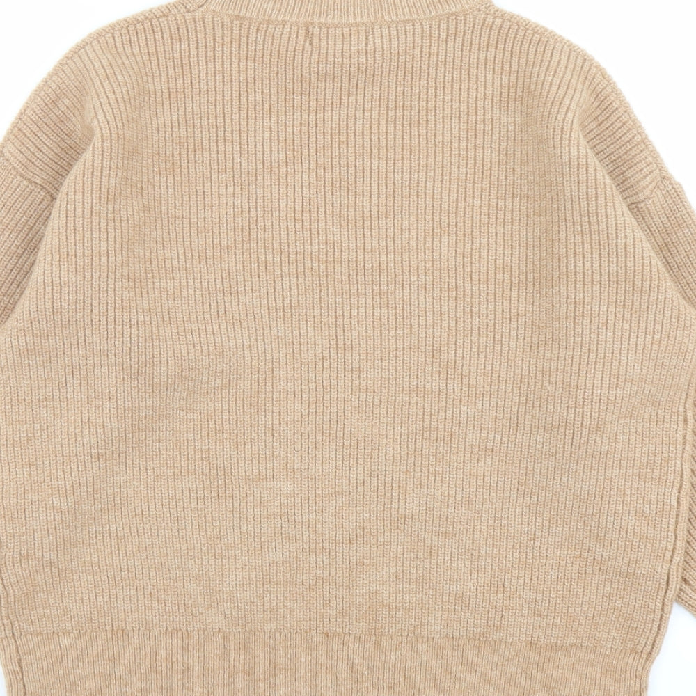 Friends Like These Womens Beige Round Neck Acrylic Pullover Jumper Size 14 - Keyhole neck