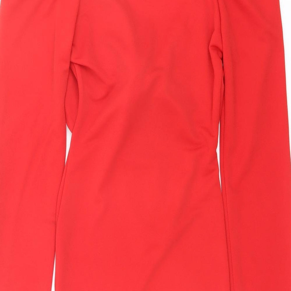 I SAW IT FIRST Womens Red Polyester Mini Size 6 Sweetheart Pullover - Tie Front Detail