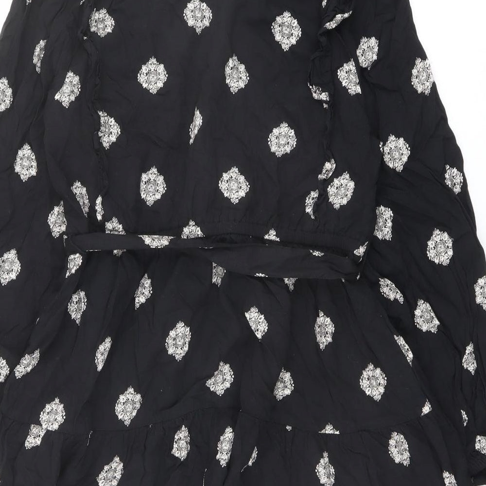 Marks & Spencer Womens Black Geometric Polyester Mini Size 12 Round Neck Tie