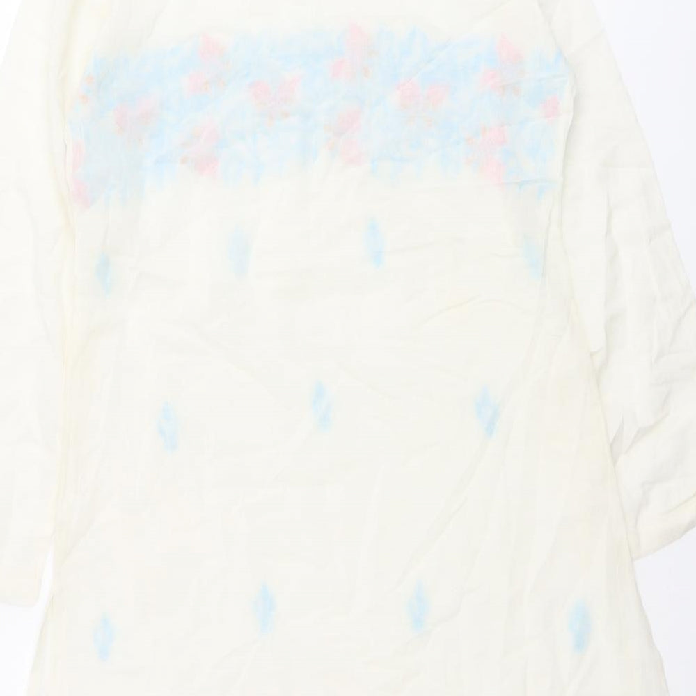 Rupali Womens Ivory Viscose A-Line Size S Round Neck Pullover