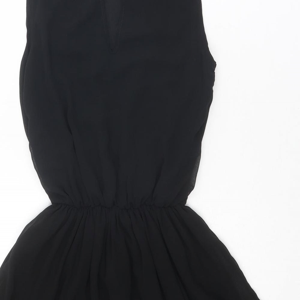 ASOS Womens Black Polyester Fit & Flare Size 8 Roll Neck Button