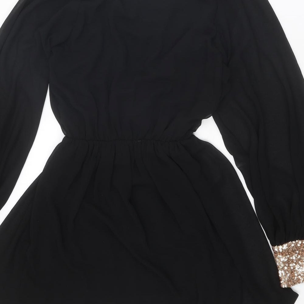 ASOS Womens Black Polyester Mini Size 8 V-Neck Pullover