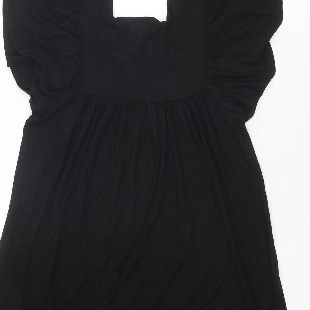 H&M Womens Black Viscose Trapeze & Swing Size 6 Square Neck Pullover