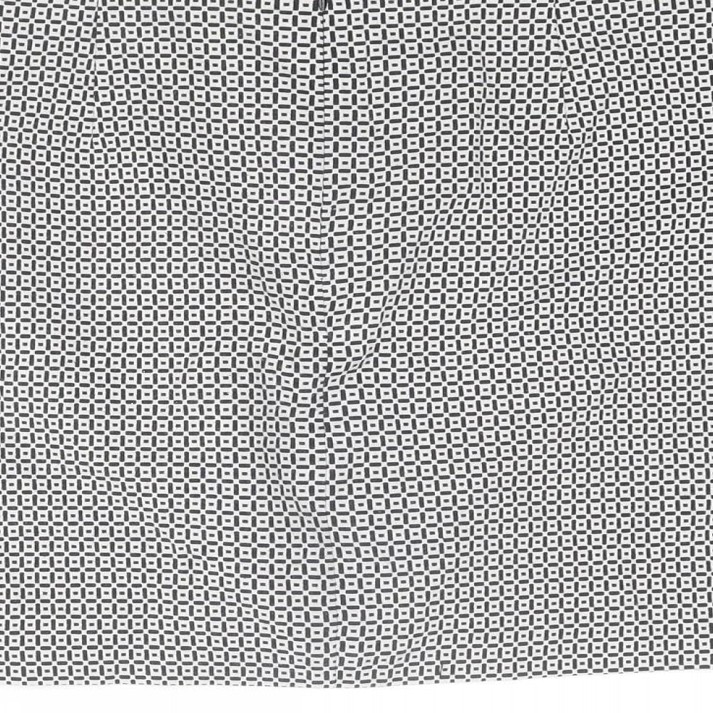 Marks & Spencer Womens Black Geometric Cotton A-Line Skirt Size 12 Zip