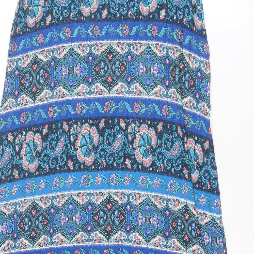 Monsoon Womens Blue Paisley Viscose A-Line Size M Square Neck Pullover - Strapless