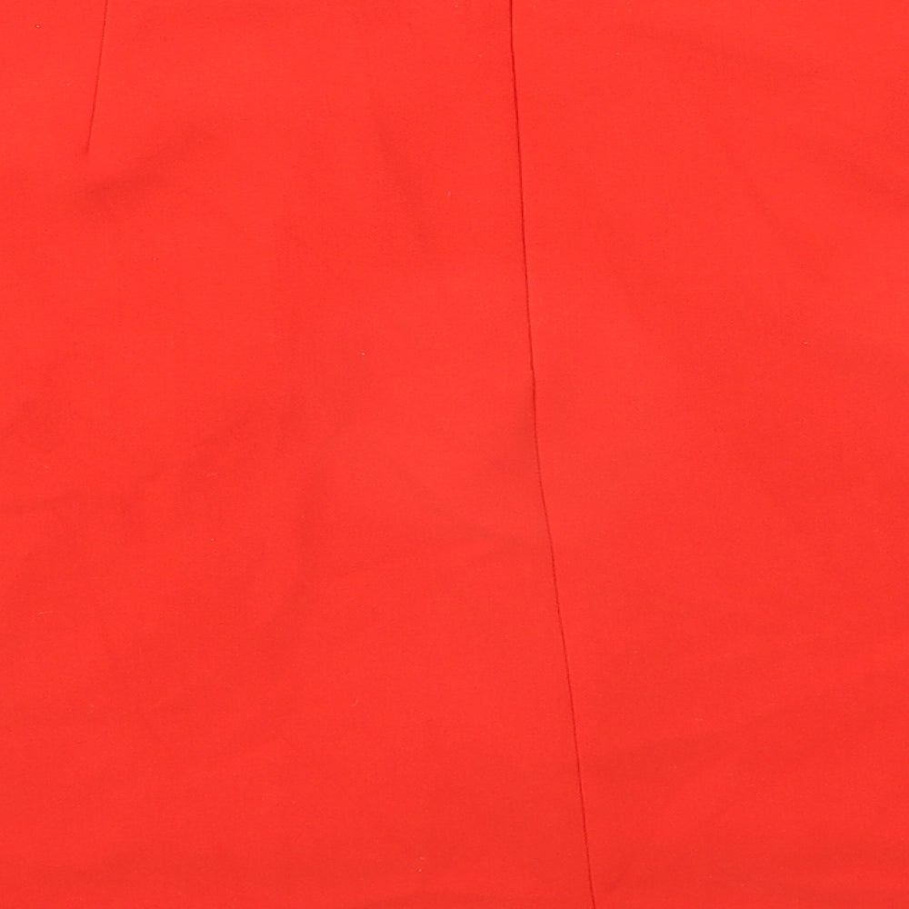 Marks & Spencer Womens Orange Polyester A-Line Skirt Size 12 Zip
