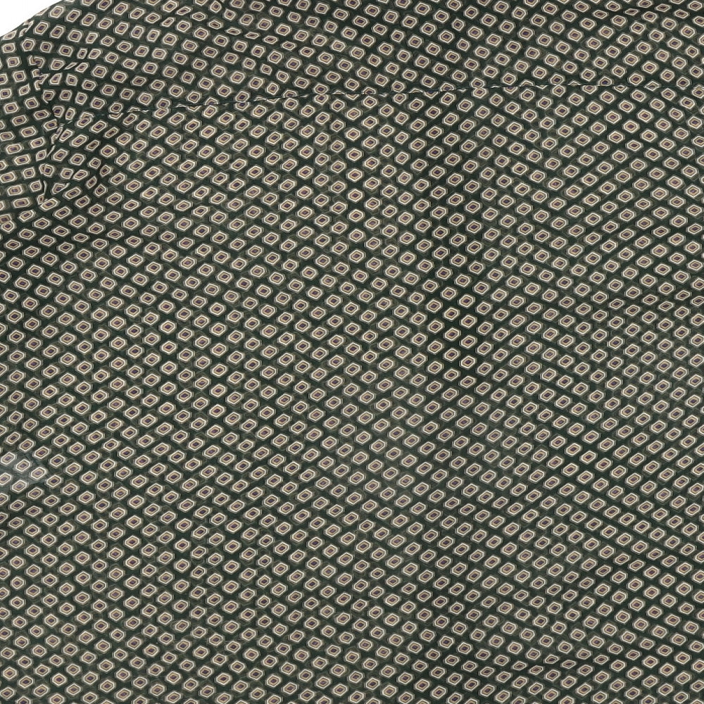 Zara Womens Green Geometric Polyester Basic Button-Up Size L Collared