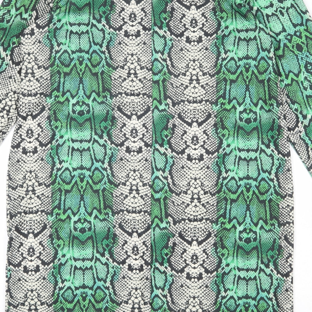 EDIT Womens Multicoloured Animal Print Polyester Shift Size 14 Boat Neck Pullover - Snake Print