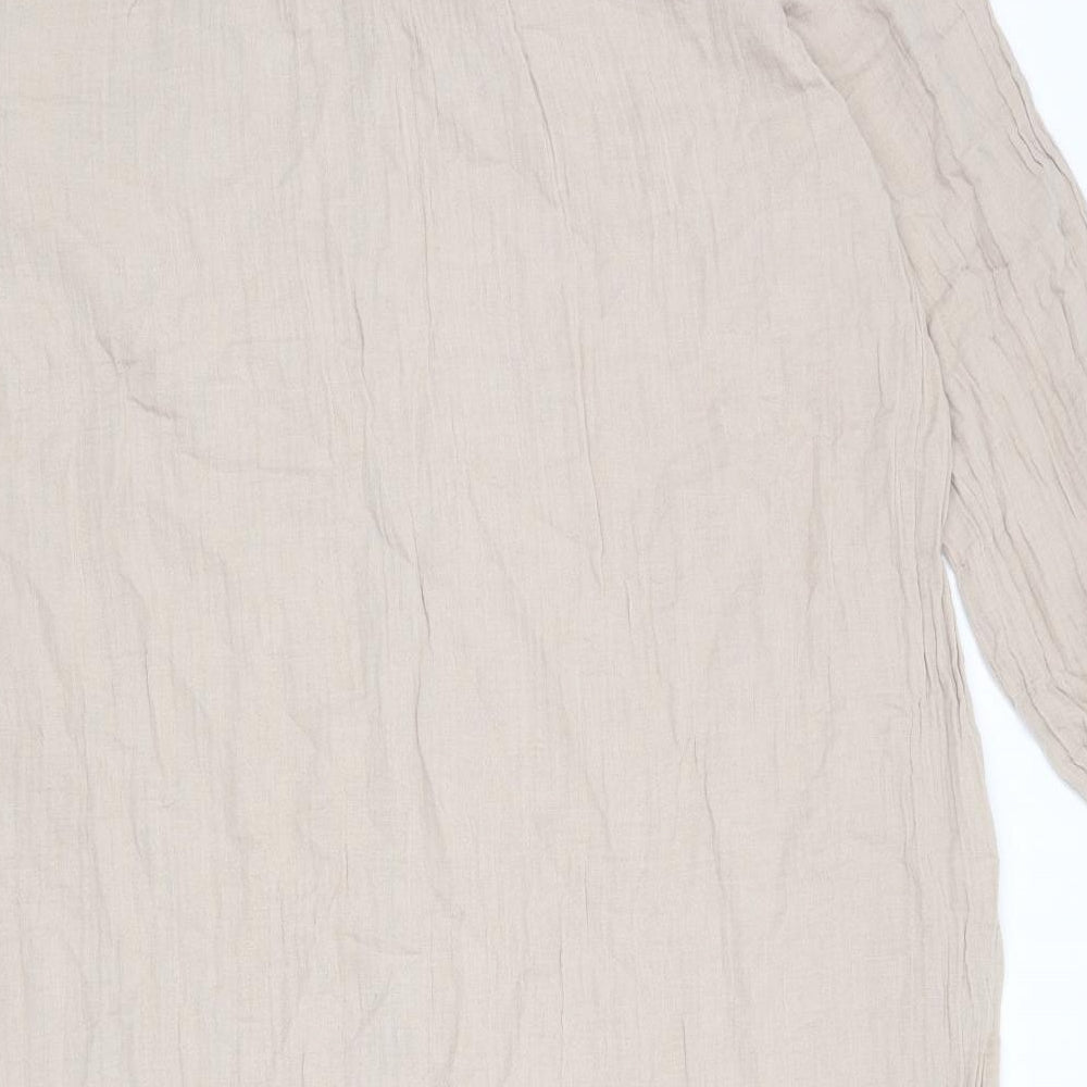 H&M Womens Beige 100% Cotton A-Line Size M V-Neck Pullover