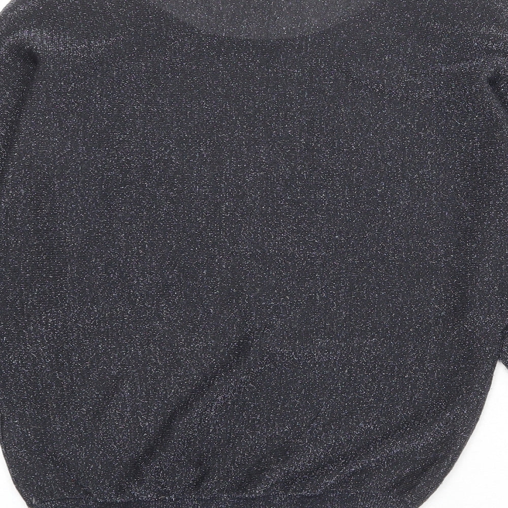 Marks & Spencer Womens Black Round Neck Viscose Pullover Jumper Size 8