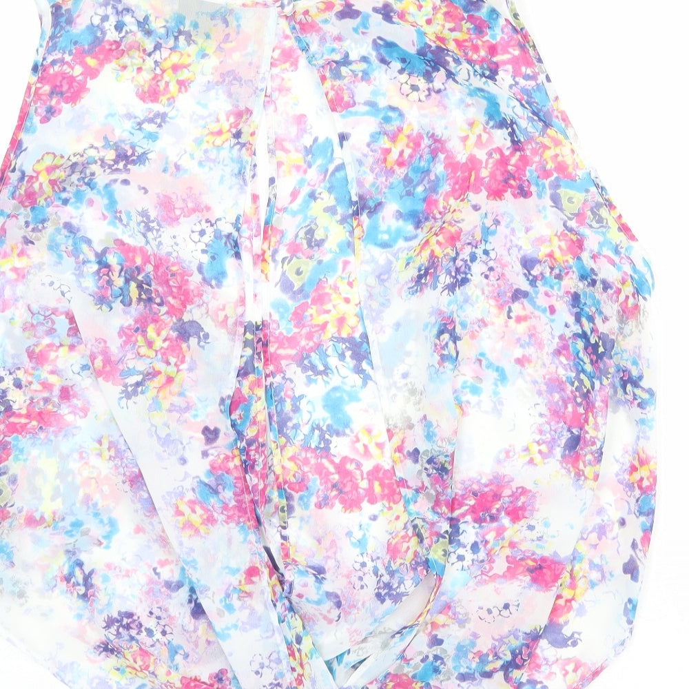 Topshop Womens Multicoloured Floral Polyester Basic Tank Size 10 Round Neck