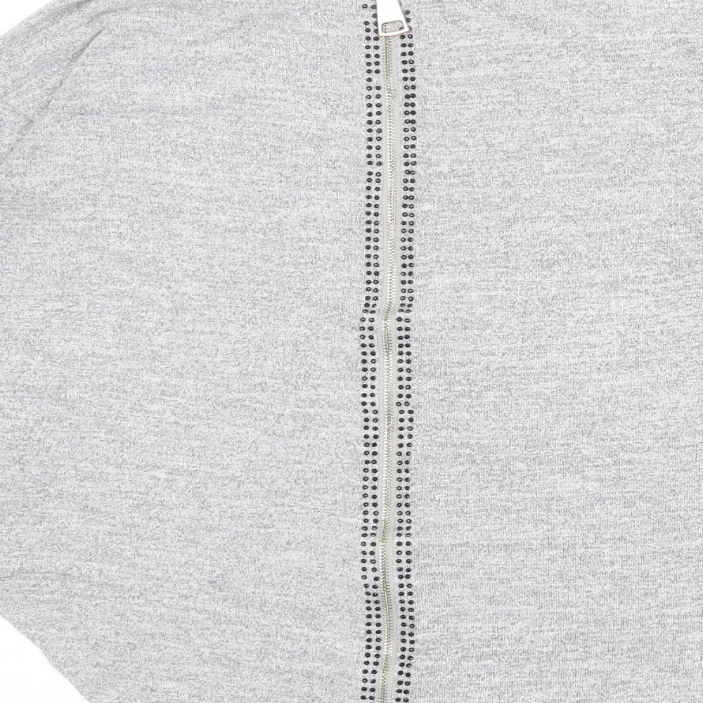 Vouley Vous Womens Grey Round Neck Geometric Viscose Pullover Jumper Size S - Heart Pattern