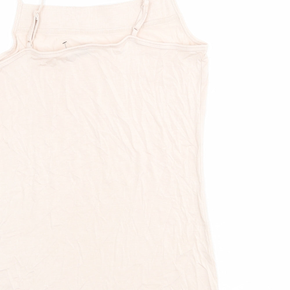 Brand and care label for Autograph women’s pink viscose basic tank, size UK 14, square neck