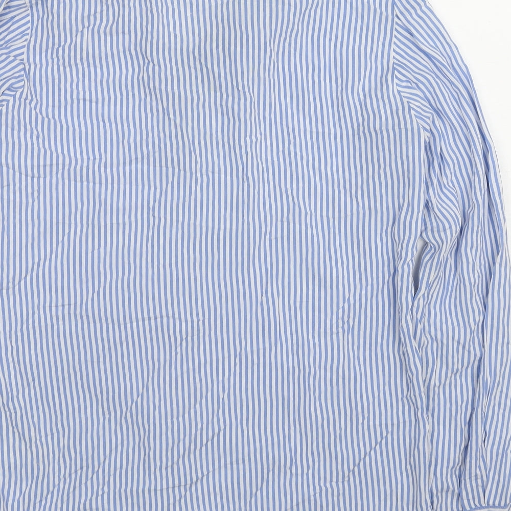 Body Flirt Womens Blue Striped Viscose Basic Button-Up Size 6 Collared