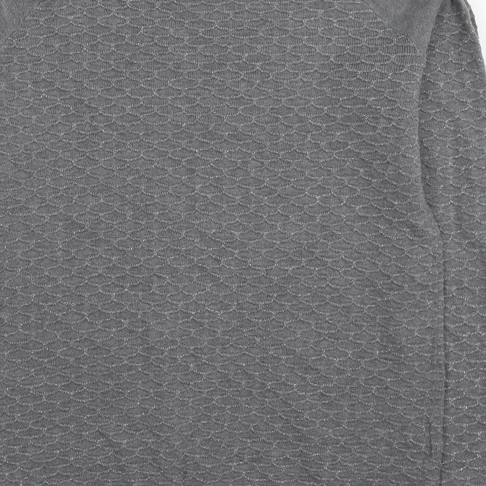 NEXT Womens Grey Round Neck Geometric Cotton Pullover Jumper Size 10