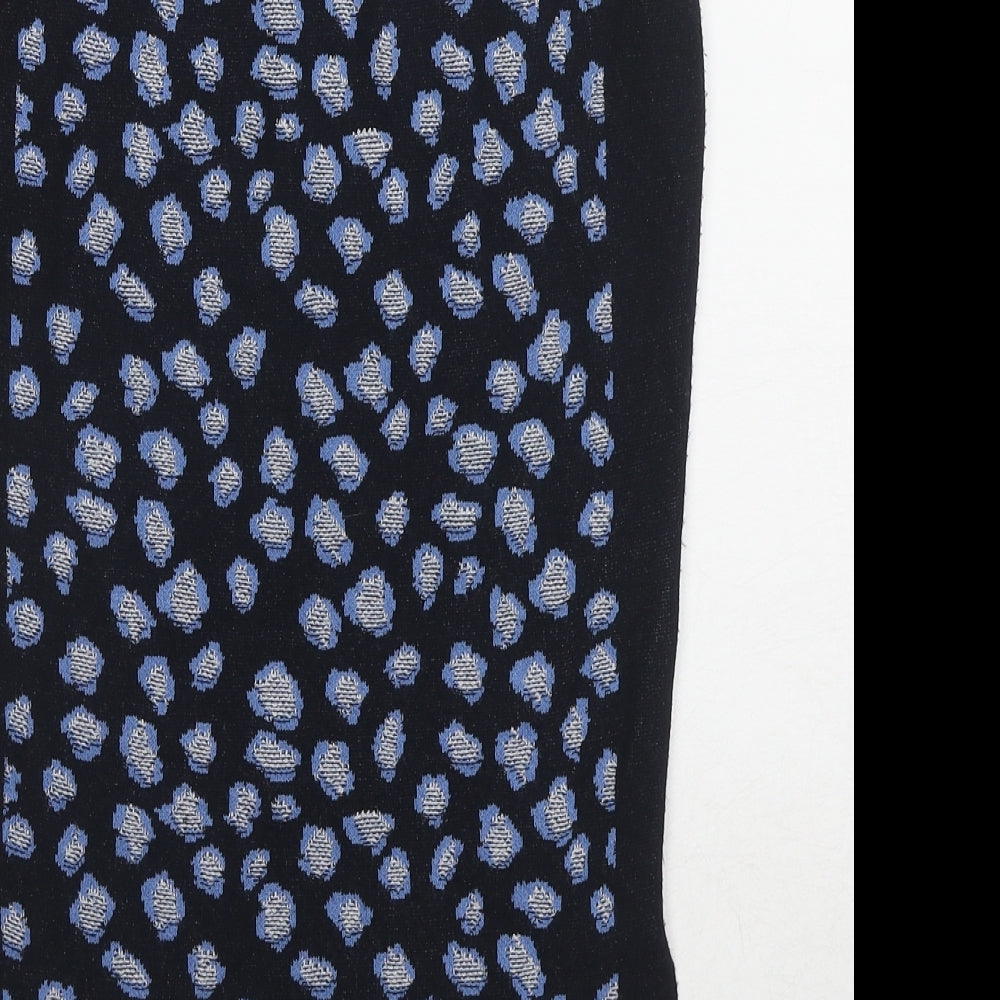 Marks & Spencer Womens Blue Geometric Viscose A-Line Skirt Size 8