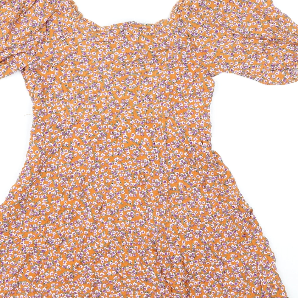 New Look Womens Multicoloured Floral Polyester A-Line Size 10 V-Neck Pullover