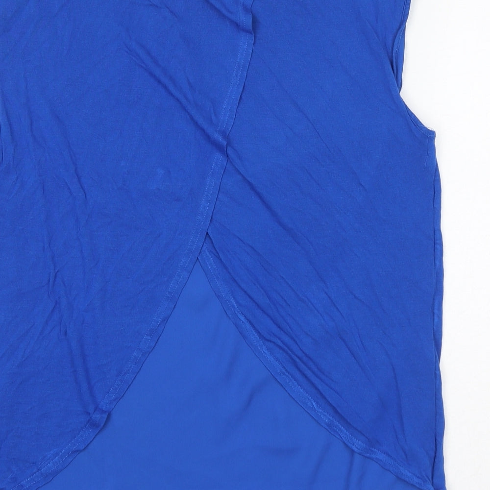 Oasis Womens Blue Floral Polyester Basic Tank Size M Round Neck