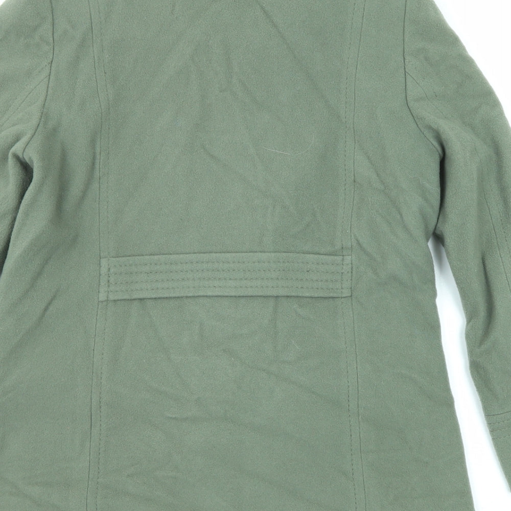Marks & Spencer Womens Green Overcoat Coat Size 12 Button