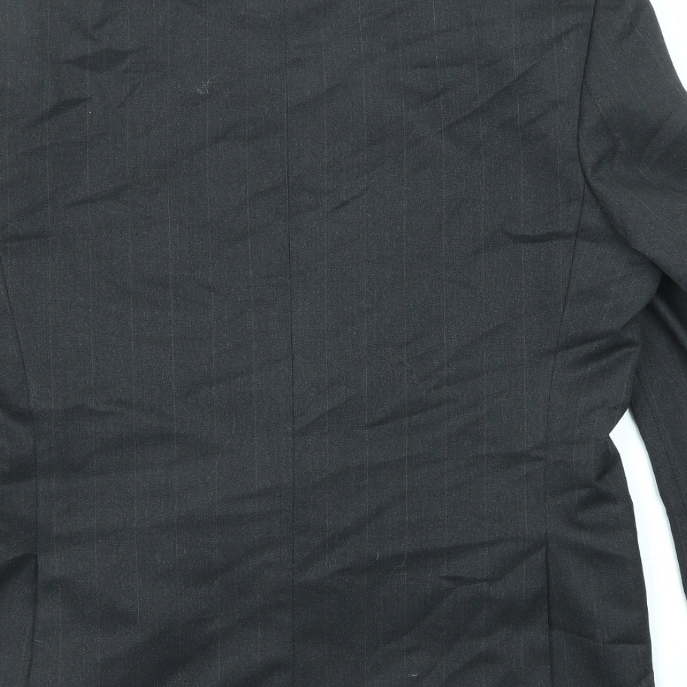 Burton Mens Black Striped Polyester Jacket Suit Jacket Size 40 Regular