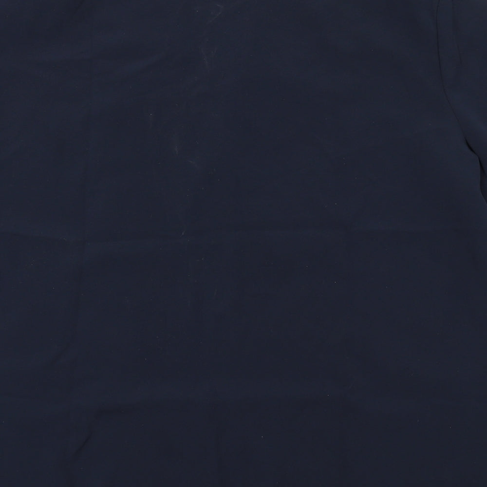 First Avenue Womens Black Polyester Basic Button-Up Size 12 Collared