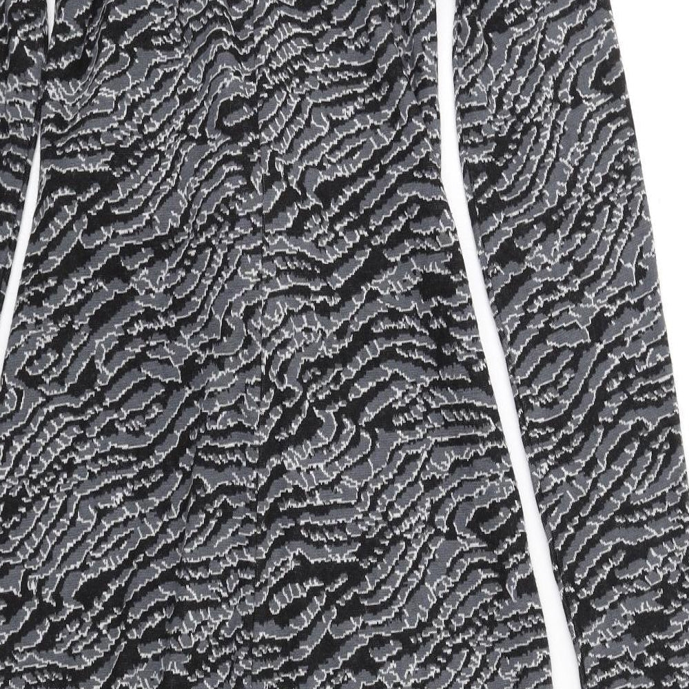 New Look Womens Grey Animal Print Polyester Maxi Size 10 Mock Neck Zip