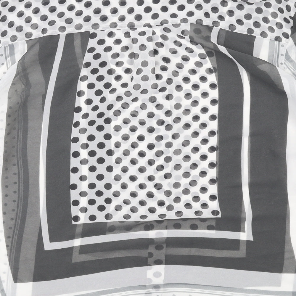 NEXT Womens Grey Geometric Polyester Basic Button-Up Size 14 Round Neck