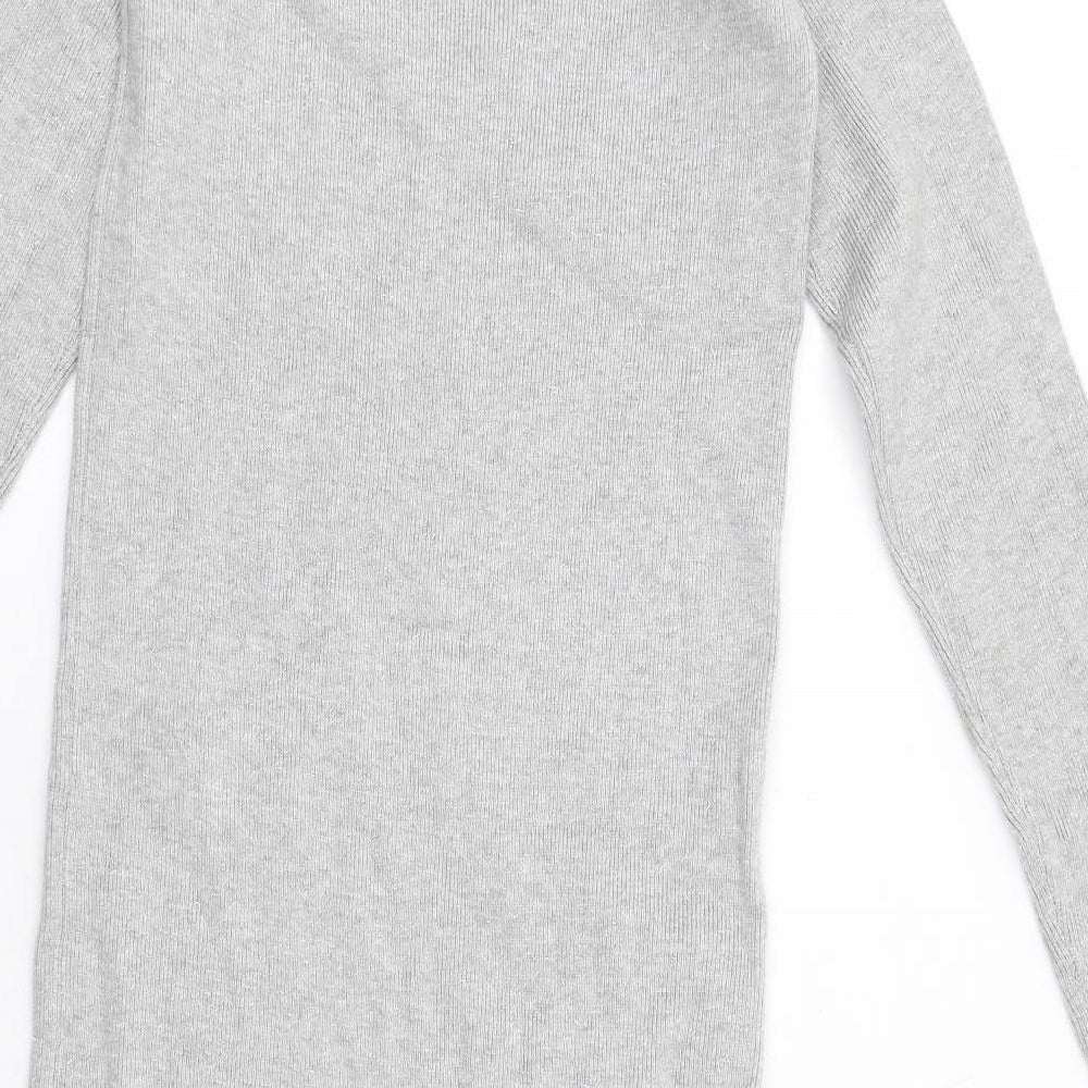 Marks & Spencer Womens Grey Viscose Jumper Dress Size XS Mock Neck Pullover