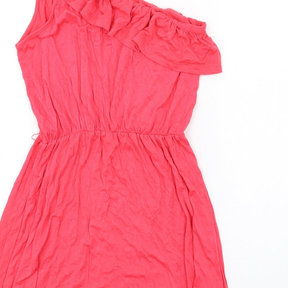 Miso Womens Pink Viscose Mini Size 10 One Shoulder Pullover