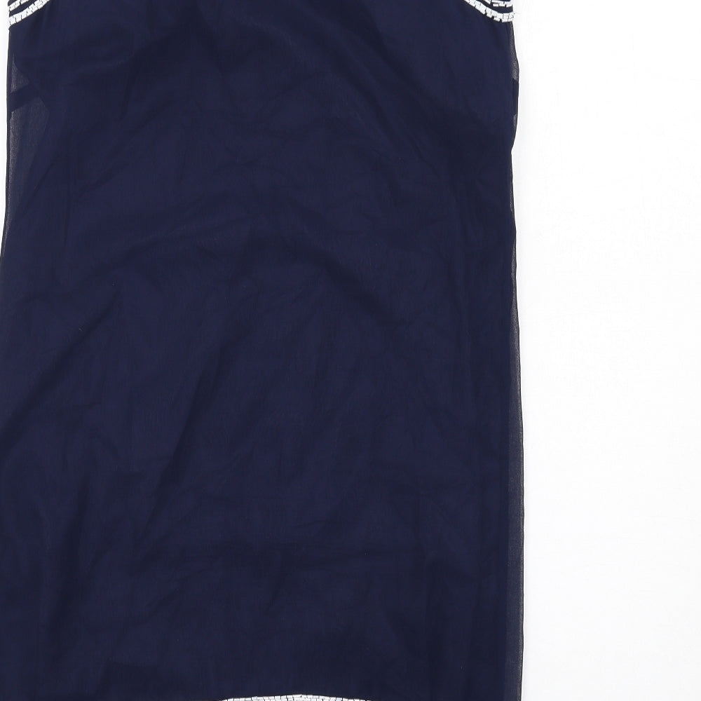 Principles Womens Blue Geometric Polyester Shift Size 10 Scoop Neck Pullover