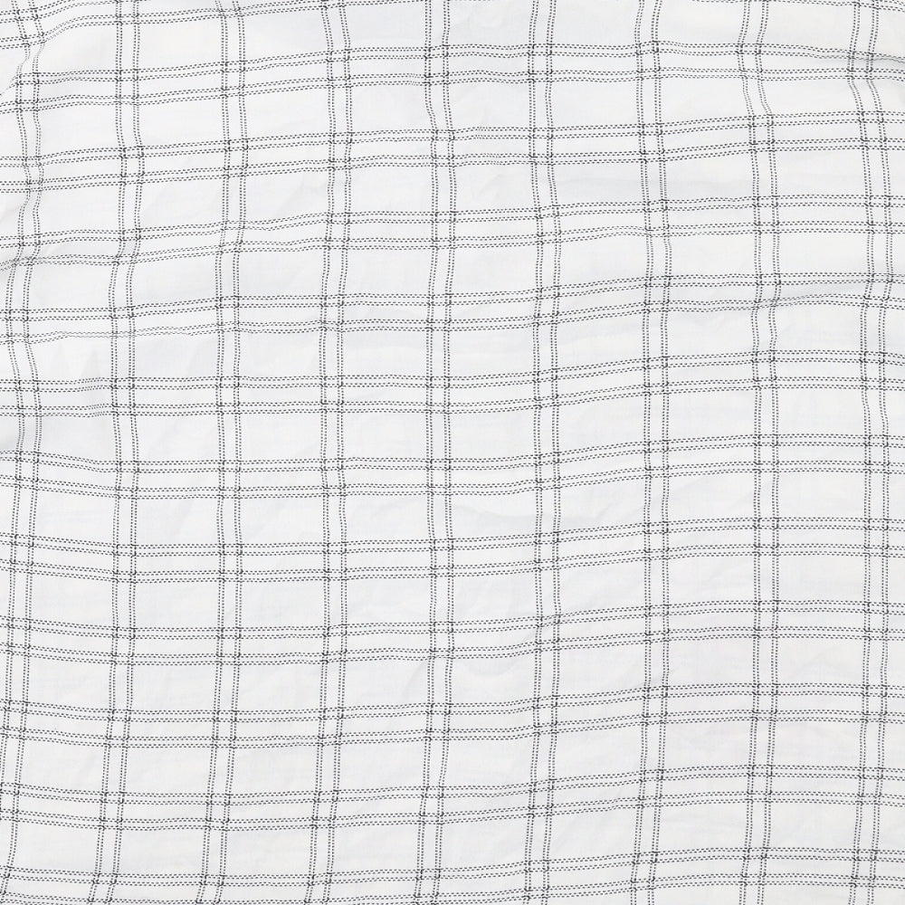 PRETTYLITTLETHING Womens White Check Polyester Basic Button-Up Size 10 Collared