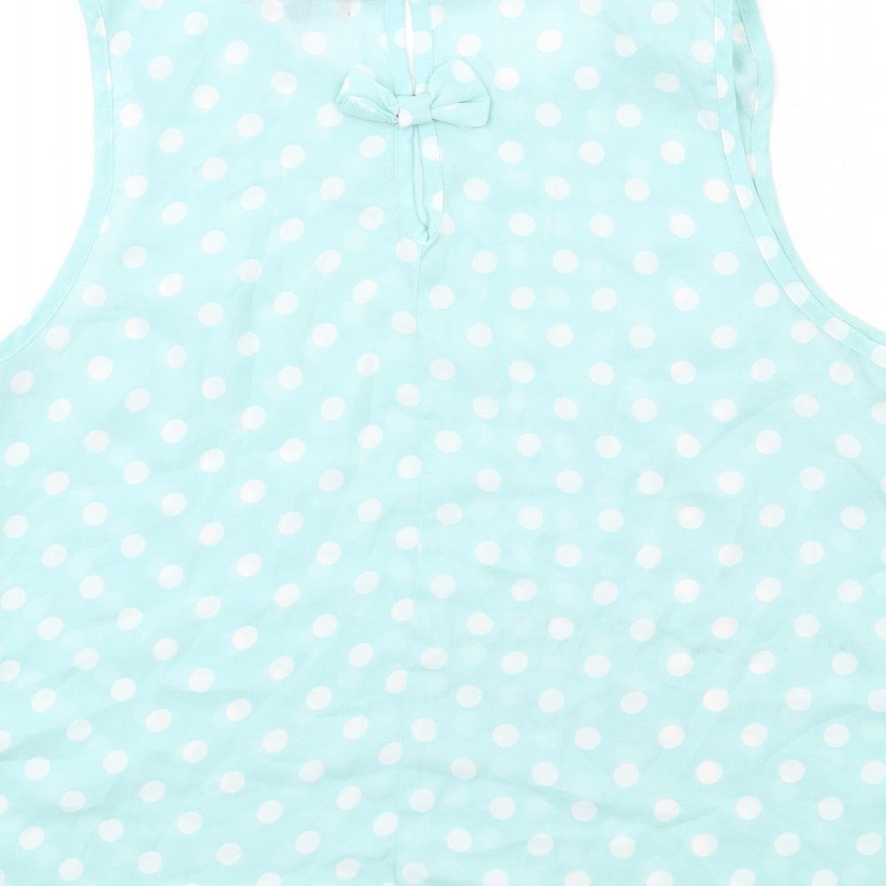 New Look Womens Green Polka Dot Polyester Basic Tank Size 12 Round Neck